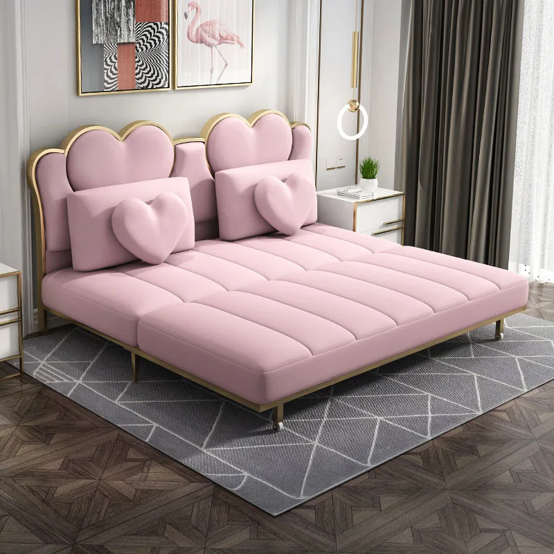 Light luxury sofa bed dual-purpose foldable small apartment simple leather cloth multi-function disposable sofa bed