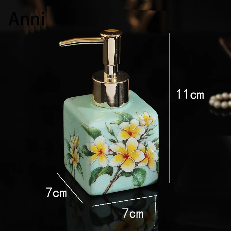 Chinese Painted Ceramic Foam Soap Dispenser Creativity Flower Illustration Shampoo Bottle Home Bathroom Decoration Accessories