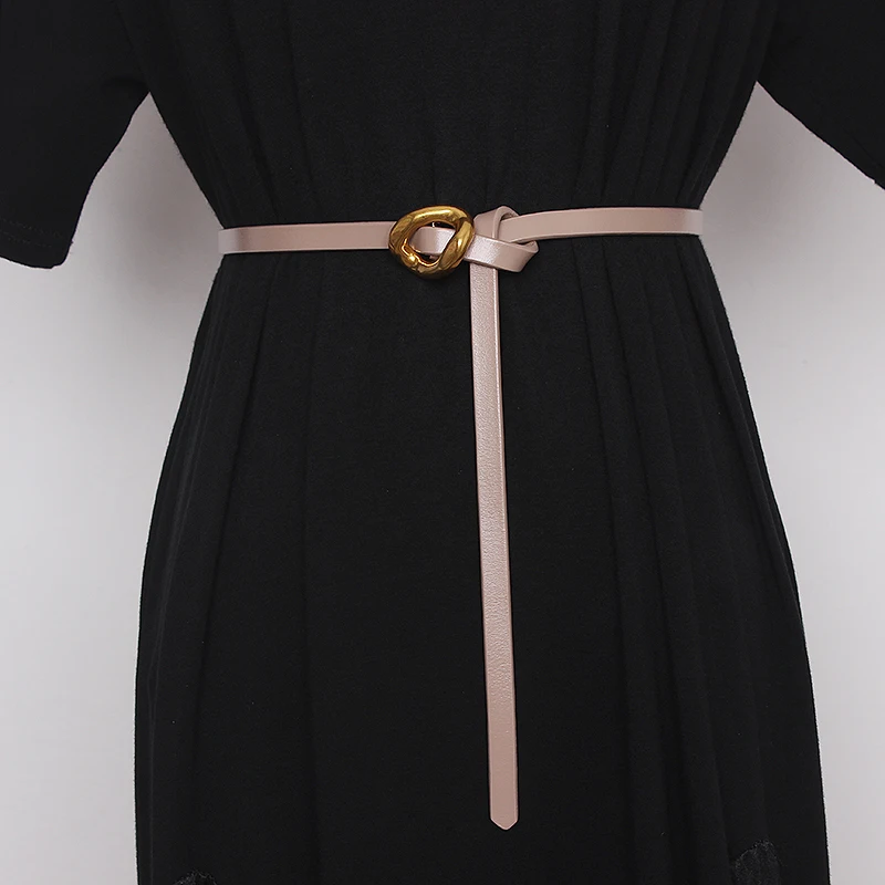 ผู้หญิงรันเวย์แฟชั่นหัวเข็มขัดทองของแท้หนัง Cummerbunds หญิงชุดรัดตัวเข็มขัดเข็มขัดตกแต่งเข็มขัด TB1767