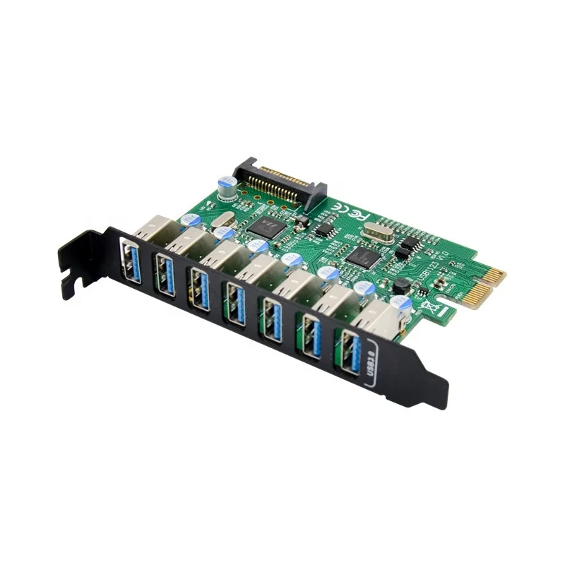 

PCI-e usb 3.0 Expansion Card 7 port USB 3.0 PCI express Expansion Card pcie usb3.0 to pcie Adapter converter sata power supply