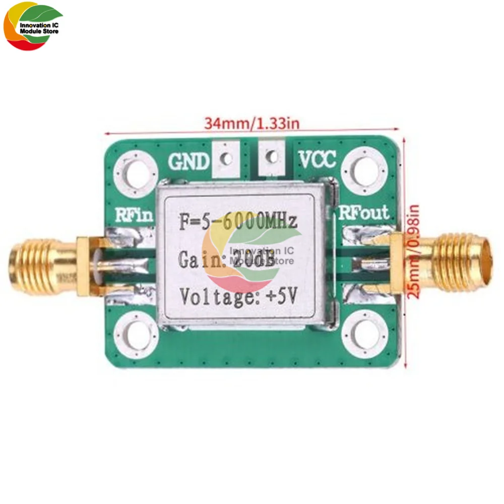 5M-6GHz RF Low Noise Broadband Signal Amplifier Power Amplifier Gain 20dB VFH UHF SHF 5-6000mhz LNA With Shielded Enclosure