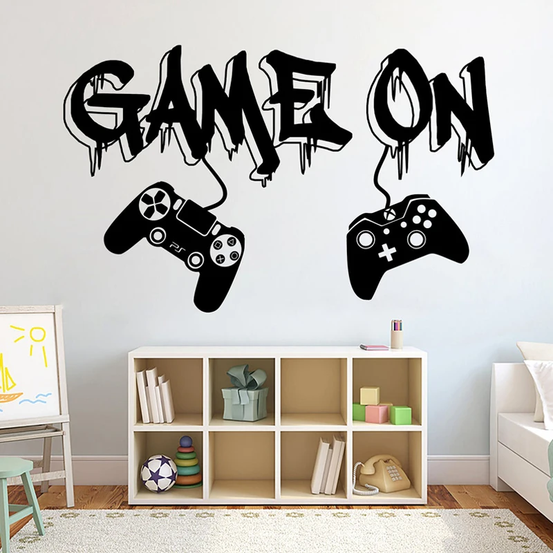 

Game on Gamer Controller Video Game Wall Decals Vinyl Art Home Decor for Boys Teens Room Bedroom Playroom Stickers Murals 4784