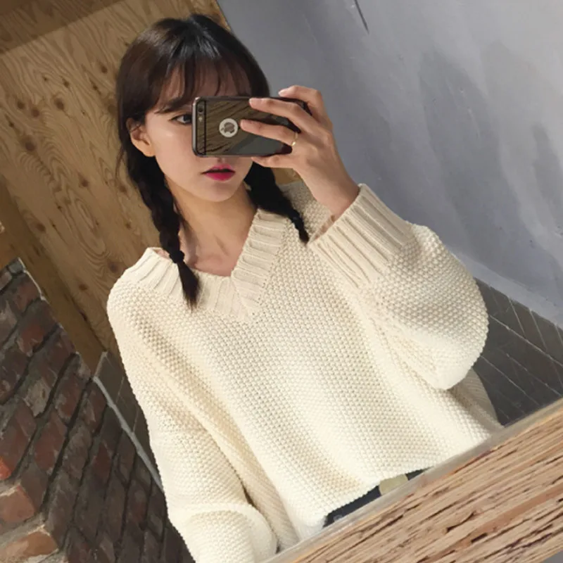 Pullovers Women Solid Ribbed Retro Harajuku Preppy Style Basic Knitwear Sweaters All-match Outerwear Girls Popular Tunic Autumn