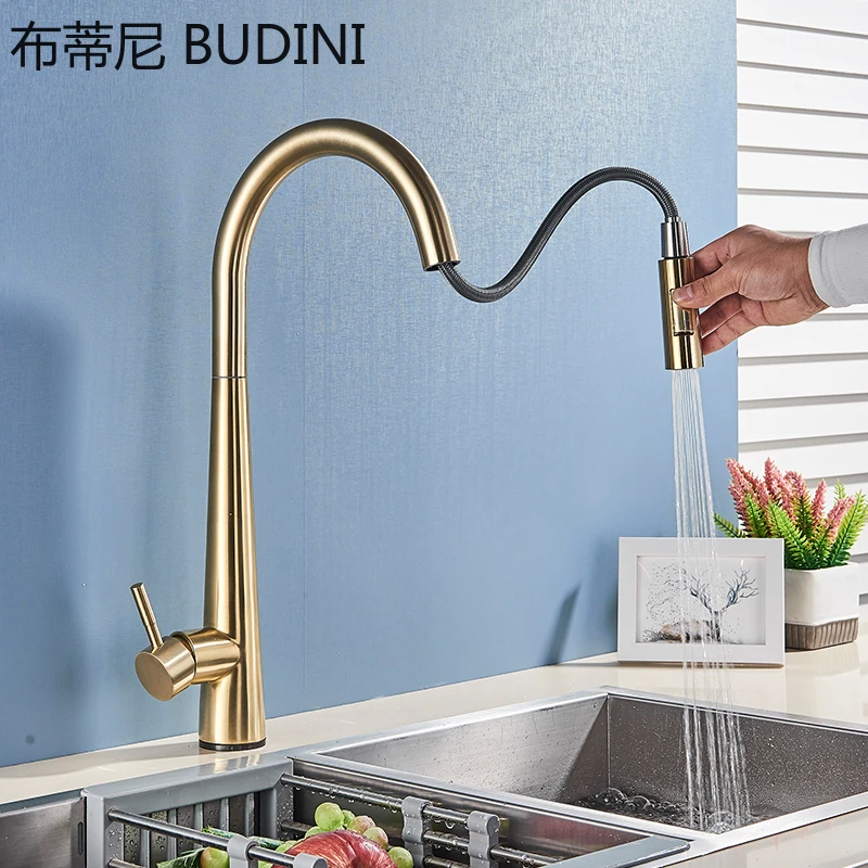 Smart Touch Pull Out Kitchen Faucet brushed  Sense Sink Faucet Single Handle Faucet 360° Spray Rotatble Tap Hot Cold Mixer Crane