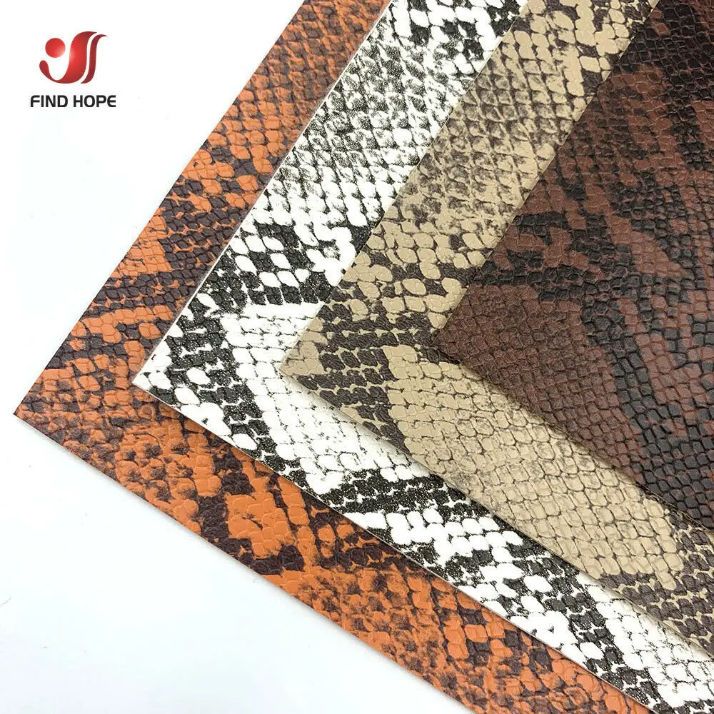 A4 Sheets 20*30cm Snakeskin Pattern Faux PU Leather Fabric Vinyl For Sewing Bag Sofa Earring Sewing DIY Craft Bow