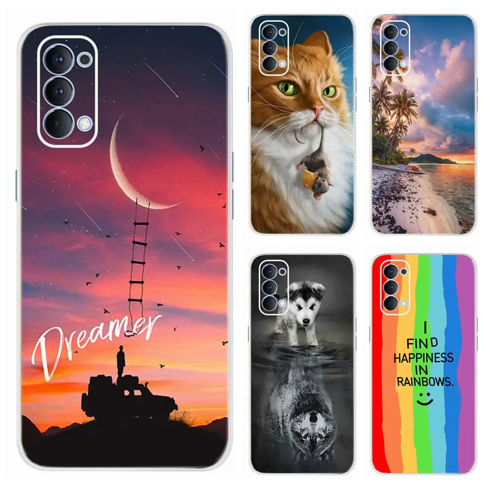 For OPPO Reno 4 Lite Reno4 Reno 4 Pro 4G 5G Case Phone Cover Cases Bags Protective Bumper Fundas Flower Daisy Soft Reno4 Lite