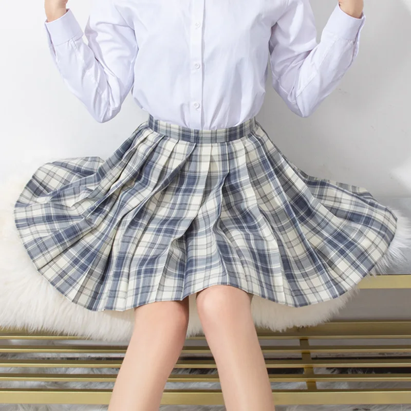 [Zachte Mes] Nieuwe Hot Meisje Japanse Zomer Hoge Taille Geplooide Plaid Rokken Vrouwen Jurk Voor Jk School uniform Studenten Kleding