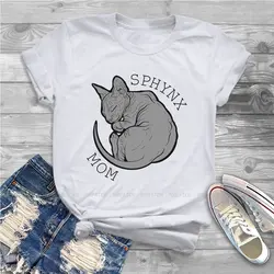 Sphynx Mom Female Shirts Canadian Sphynx Cat Large Vintage Women Clothes Harajuku Casual Feminine Blusas