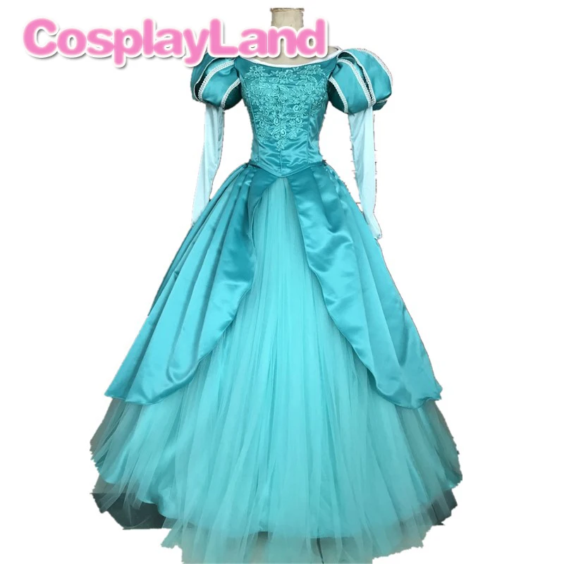 

Ariel Cosplay Costume Halloween Adult Princess Dresses Cosplay Mermaid Long Sleeve Skirt Lace up Party Dress