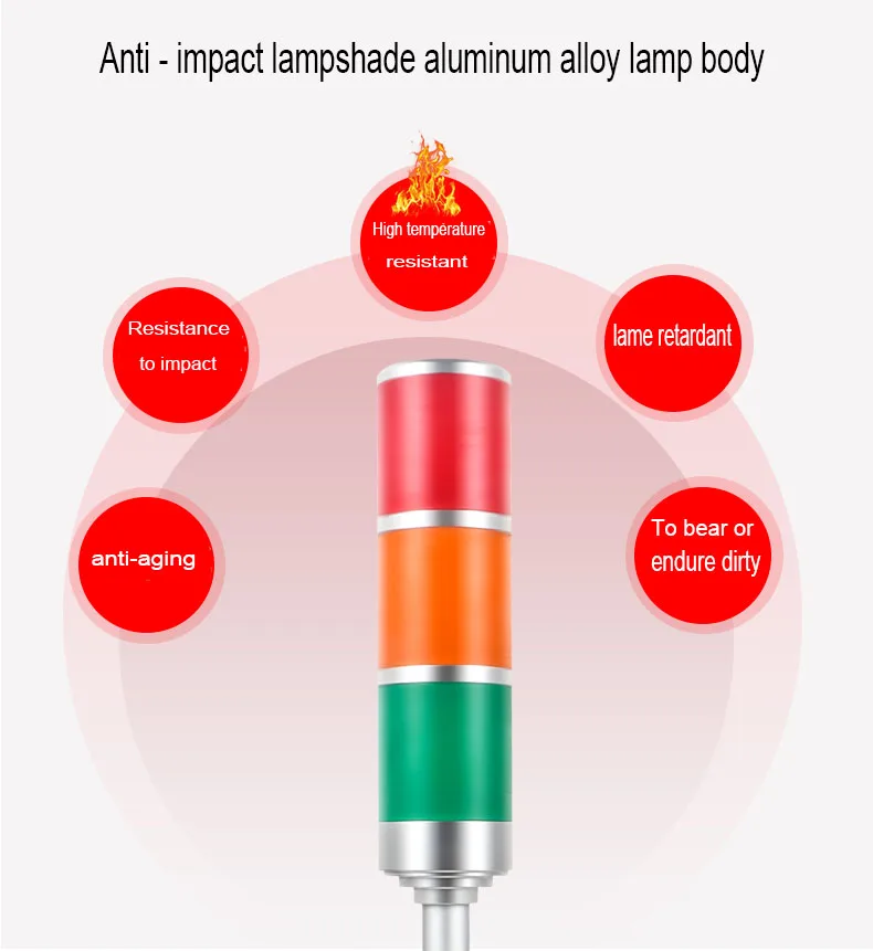 Luz de señal de tres colores multicapa, estante de almacén, máquina de perforación y roscado CNC, torno de fresado, herramienta, luz de advertencia