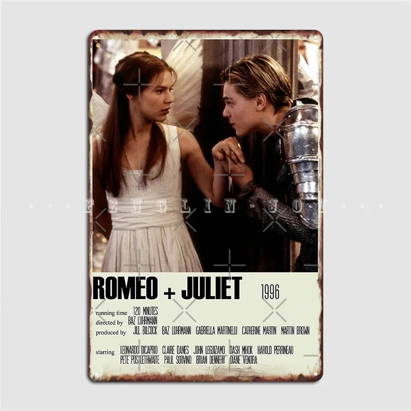 Romeo + Juliet 1996 Alternative Art Movie Metal Sign Club Club Bar Personalized Wall Plaque Tin Sign Poster