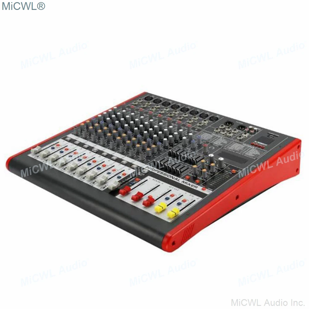 MiCWL جهاز مزج الصوت مجموعتين خلط وحدة التحكم تسجيل الموسيقى DSP فانتوم الطاقة USB رصد MP3 7 العلامة التجارية EQ تأثير 8 قناة