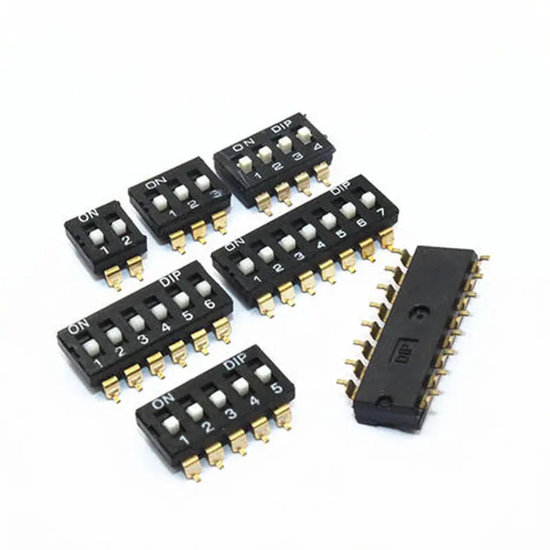 10 PCS 2,54 Parche DIP Interruptor Chapado En Oro Pin KM-01/2/3/4/5/6/8/10 Bits 2,54 MM SMD DIP Switch