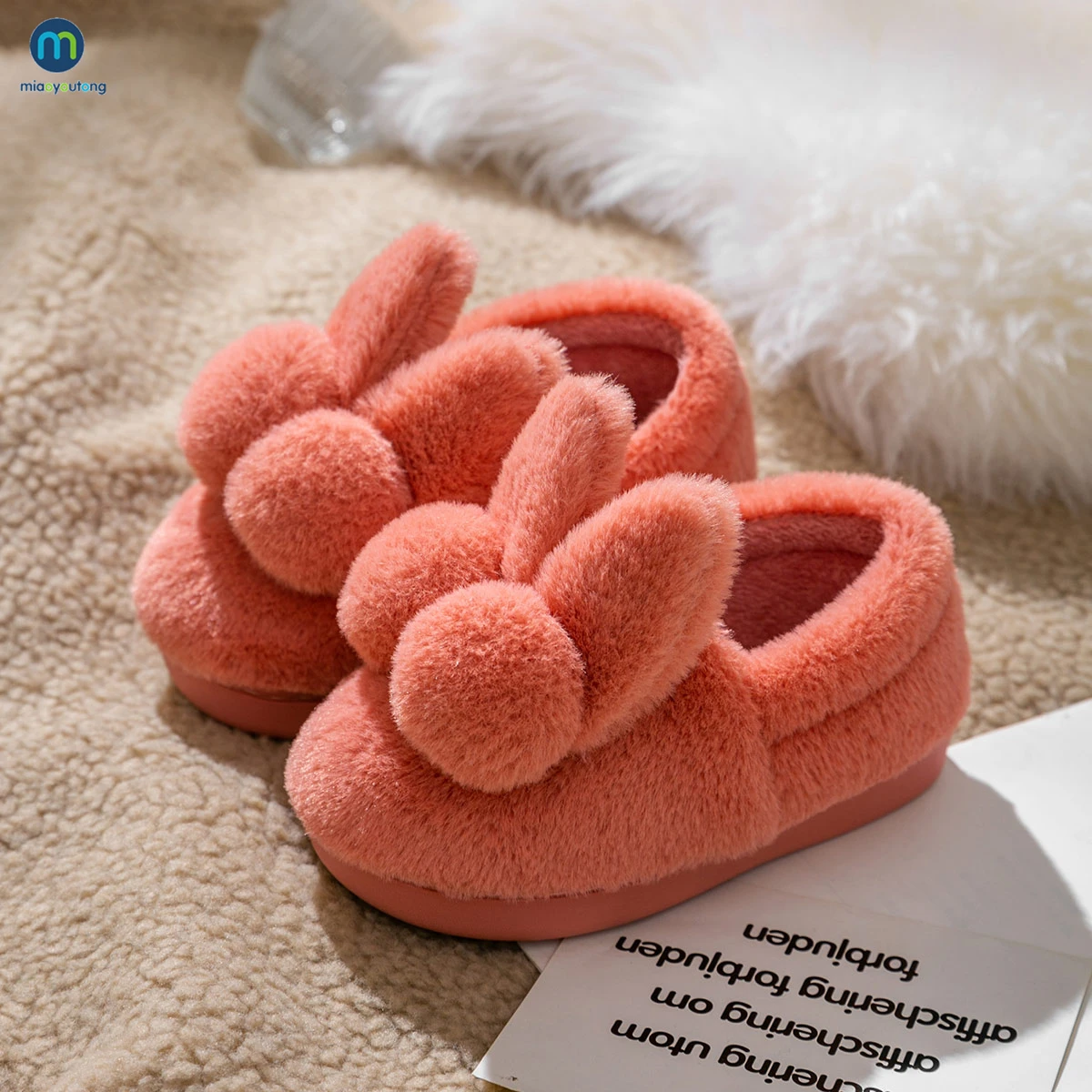 Children Indoor Slippers For Home Soft Slippers Girls Winter Warm Fluffy Kids Shoes Mum Dad Floor Baby Slippers Boys Miaoyoutong