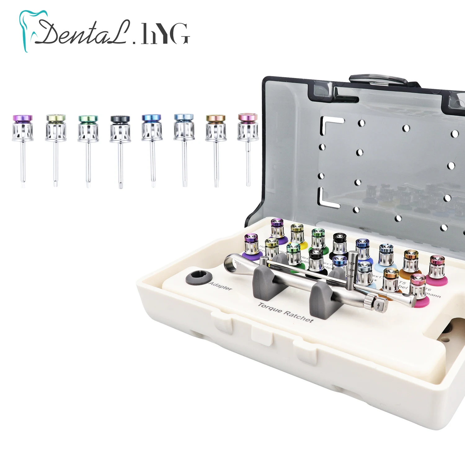 1Set Dental Implant Screw Driver Colorful Torque Wrench Ratchet 10-70NCM with 16Pcs Screw Driver Universal Restoration Tools Kit