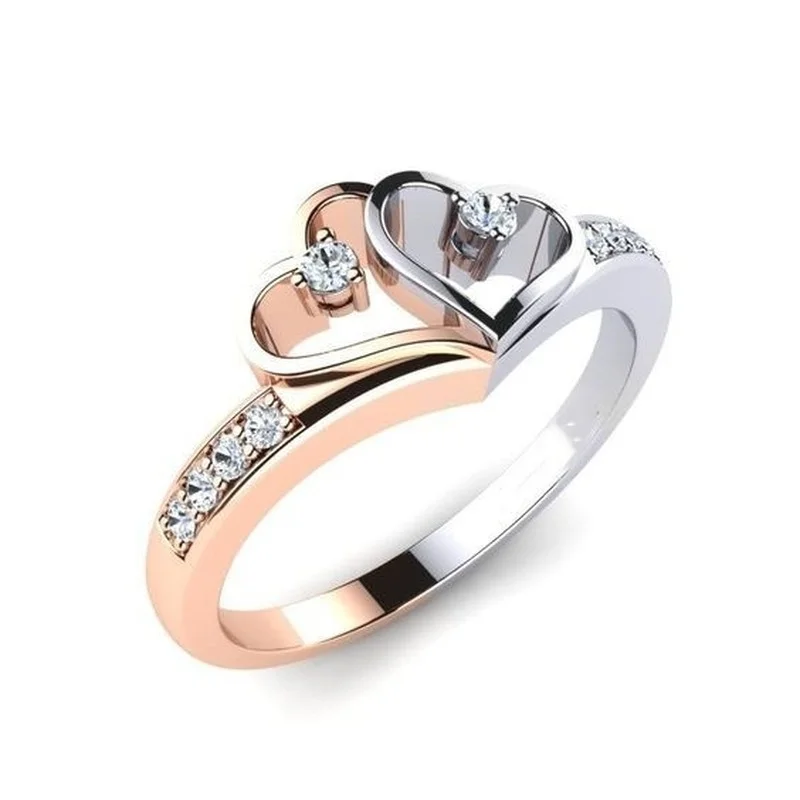 Elegant 925 Sterling Silver Two-color Natural Gemstone Heart White Sapphire Ring Bridal Wedding Engagement Fine Jewelry