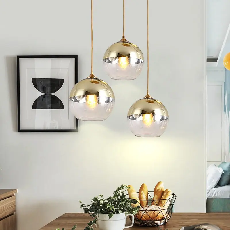 

Glass Pendant Lights Kitchen Modern Led Hanging Lamp Nordic Bedroom Living Room Light Fixtures Bedside Lighting Industrial Decor