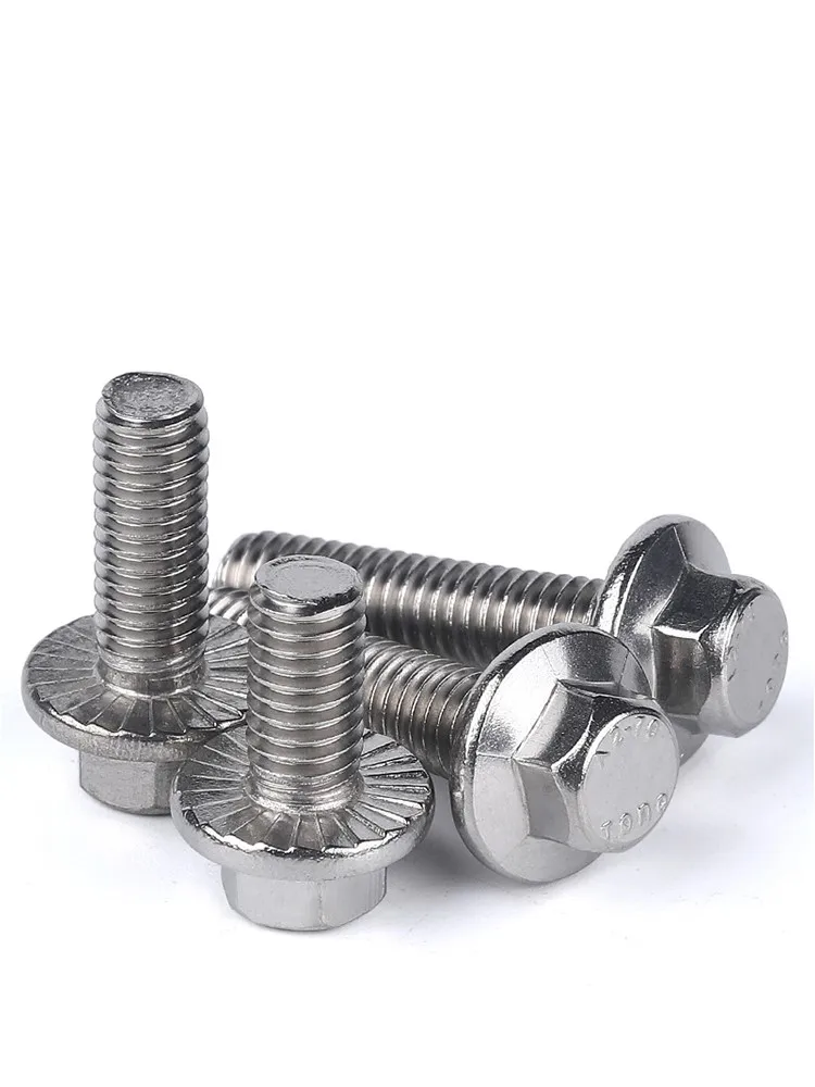 M10 M12 External Hexagon Flange Bolts 304 Stainless Steel Hexagonal Flange Screws with Anti Skid Belt Pad  16 20 30 60 70 100mm