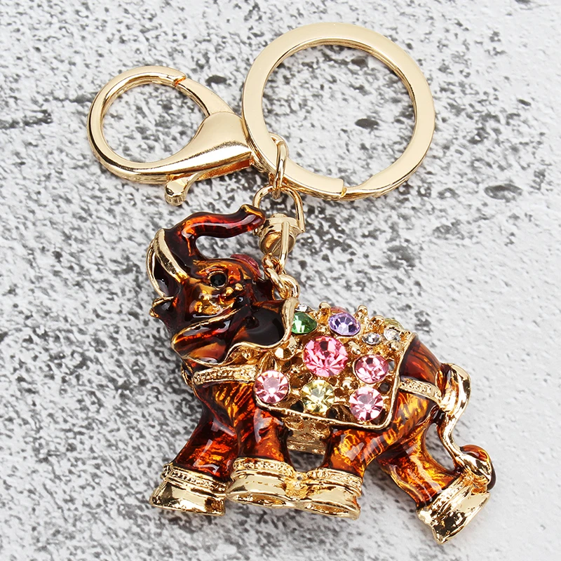 Rhinestone Elephant Keychain Car Key Holder Drop Women Bag Ornaments Pendant Small Gift