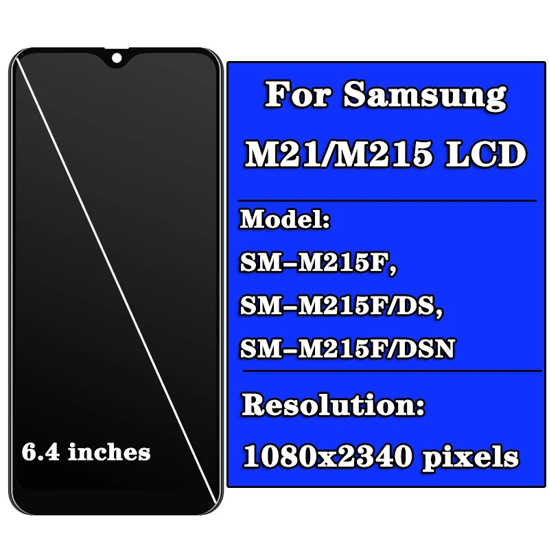 Super AMOLED For Samsung M21 2020 M215 SM-M215F/DS SM-M215F/DS LCD Display LCD Sensor Digitizer Assembly Screen Touch With Frame