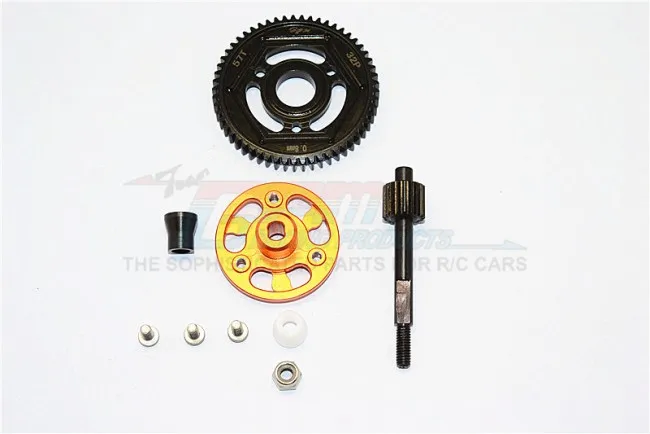 GPM ALUMINIUM SPUR GEAR ADAPTER+STEEL GEAR 56T+STEEL GEAR SHAFT For AXIAL SMT10 GRAVE DIGGER AX90055 RC Upgrade