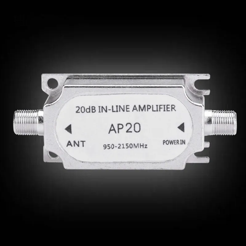 AP20 Satellite 20dB In-line Amplifier Booster 950-2150MHZ Signal Booster For Dish Network Antenna Cable Run Channel Strength