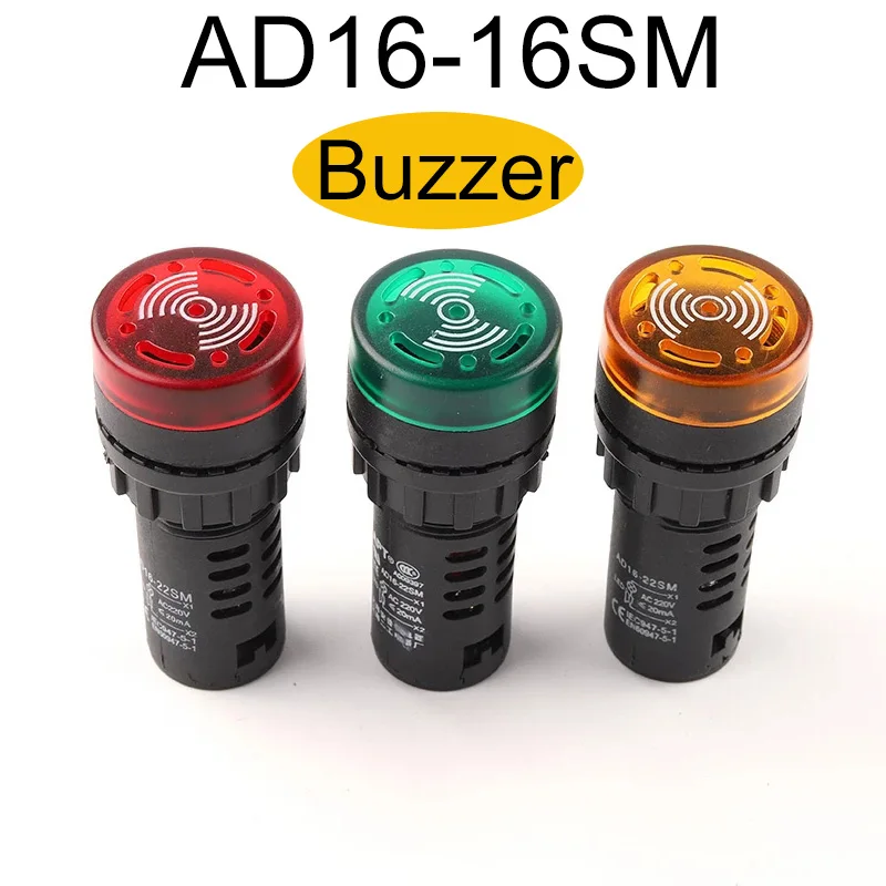 AD16-16SM 2V 24V 110V 220V 380V Flash Led Alarm Indicator Light Buzzer LED Active Buzzer Beep Alarm Indicator Red Green Yellow