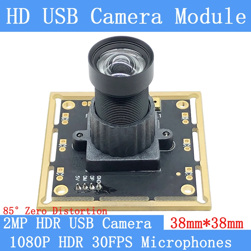 

2MP WDR HDR Zero Distortion OTG UVC Webcam Surveillance 30FPS USB Camera Module Full HD 1080P Linux Android Support Audio