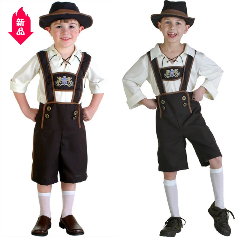 Bambini Oktoberfest Costume Lederhosen bavarese Octoberfest Beer Festival costumi Cosplay Halloween per bambini ragazzi Costume da birra