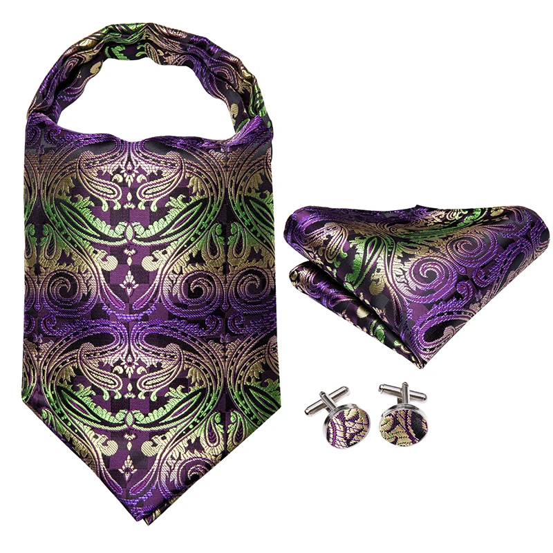 Hi-Tie de lujo de los hombres adultos pañuelo de Ascot corbata para los hombres de seda azul Paisley Tie juego de gemelos y pañuelo Casual corbata