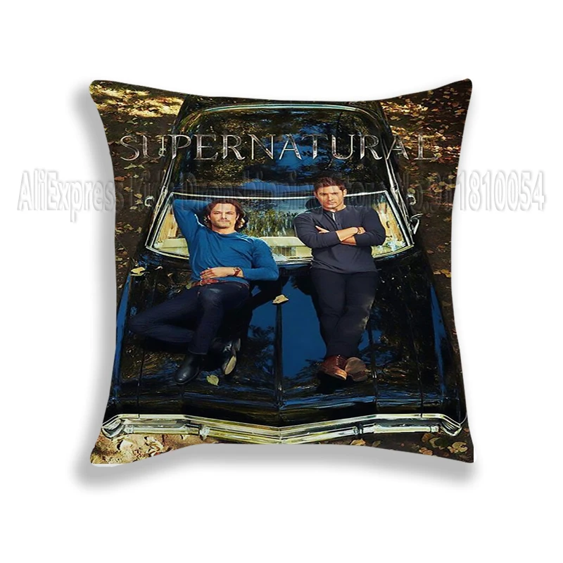 Supernatural Decor Cartoon Winchester Kissenbezug Polyester Kissen Abdeckung für Sofa Hause Auto Chidren Zimmer 45x45cm