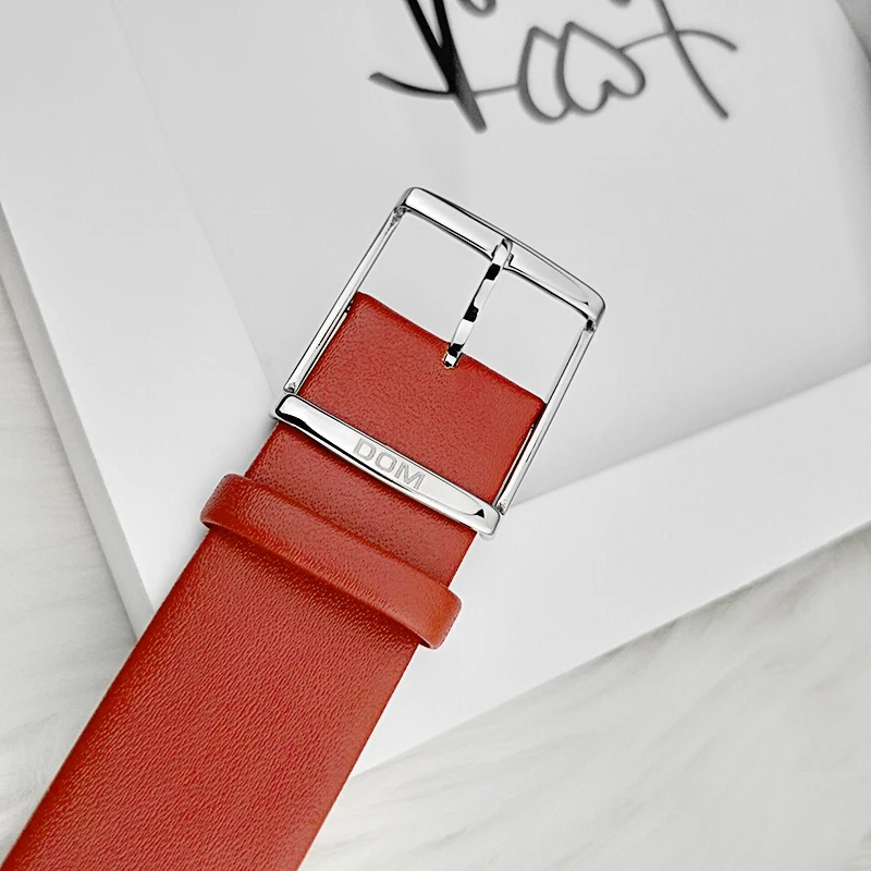 

DOM Leather strap 22mm Silver Metal buckle Women's watch strap LP-205