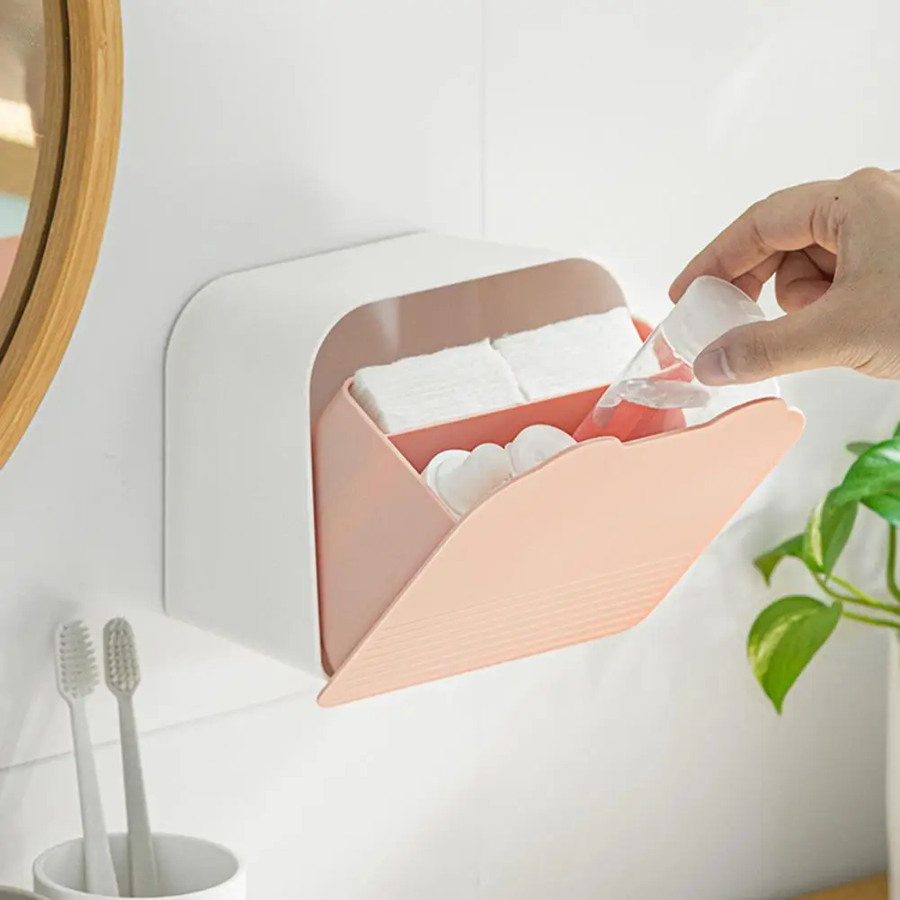 

Bathroom Sanitary Napkins Storage Box Wall-mounted Clamshell Design Dustproof Storage Holder Cosmetics Sundries Storage Box