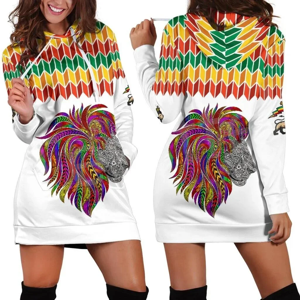 

Tessffel Ethiopia County Flag Reggae Africa Native Tribe Lion Retro 3DPrint Harajuku Sexy Women Hoodie Dress Funny Casual F2