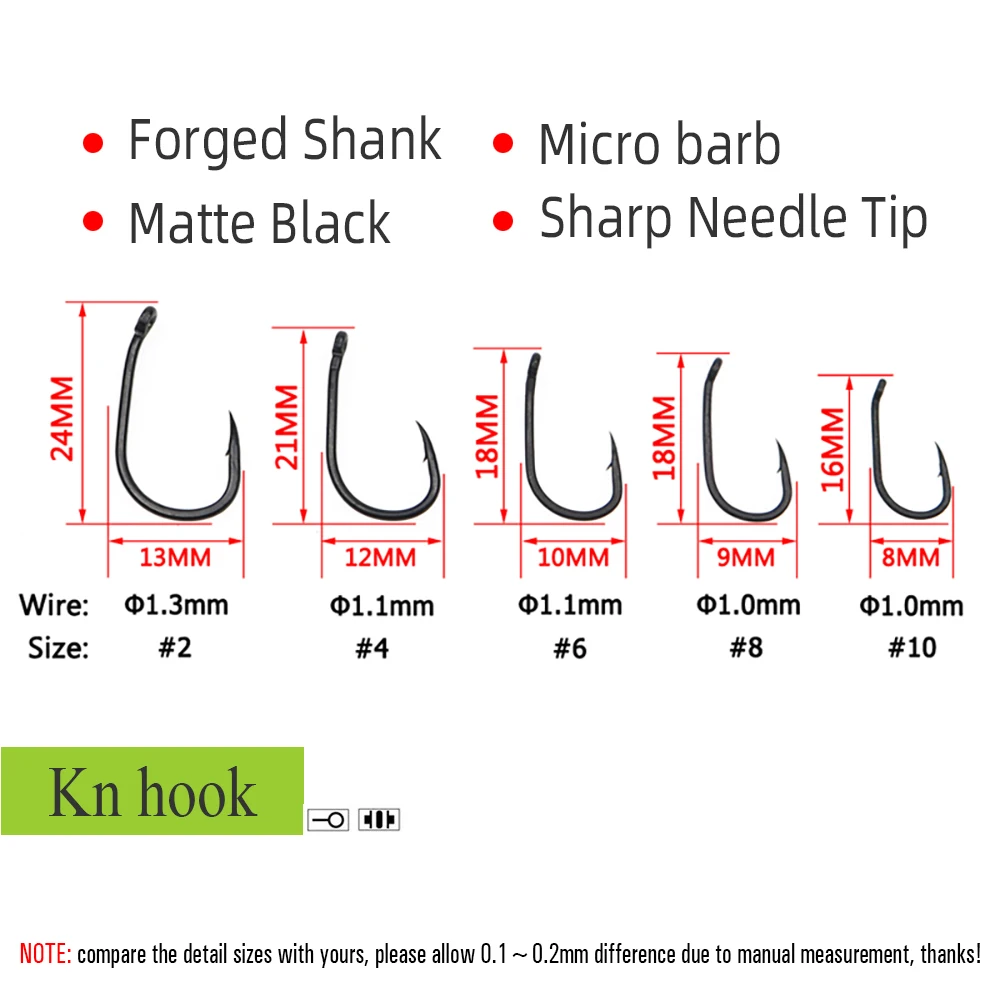 ICERIO 100pcs Matte Black High Carbon Steel Beak Point Bent Eye Carp Fishing Hooks Barbed Rig Hook