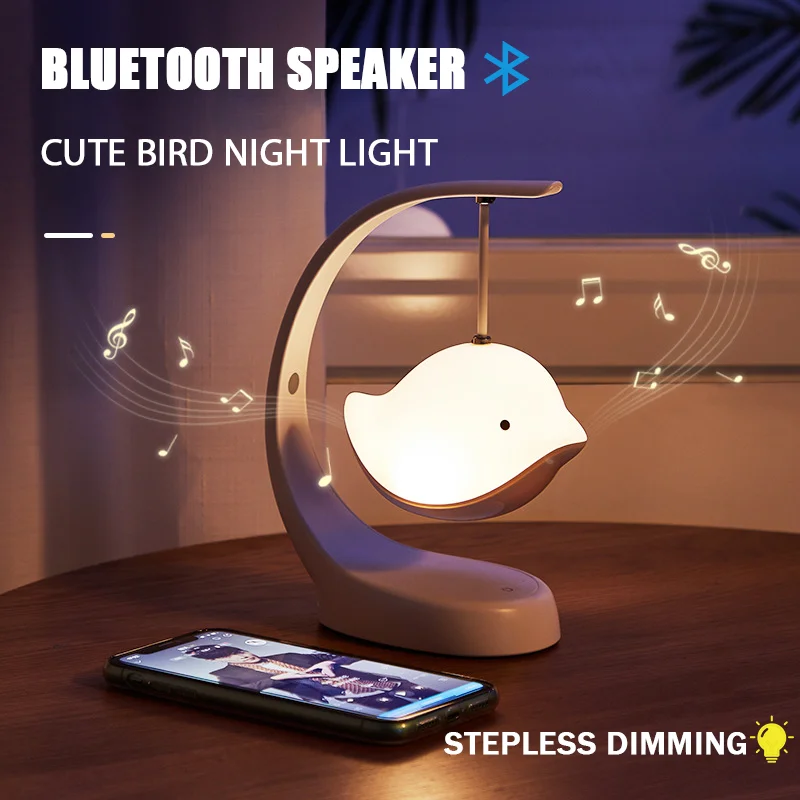 

USB LED Night Light Bluetooth Speaker Multi-Color Dimming Cute Bird Lamp For Baby Children Kids Bedroom Decoration Gift