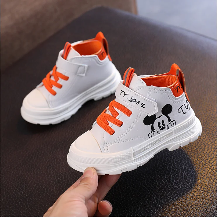 Disney Autumn Winter Mickey mouse Boys Cotton Child sneakers Warm Kids Cartoon Casual Shoes For GirlS Sports Shoes