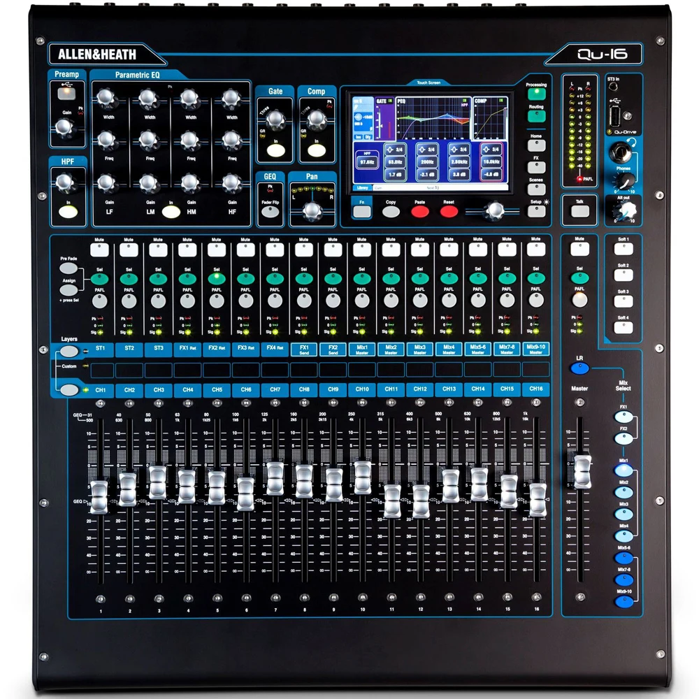 Allen & Heath Qu-16 16 Channels Digital Audio Mixer Chrome Edition Professional DJ Mixing Console For Audio System