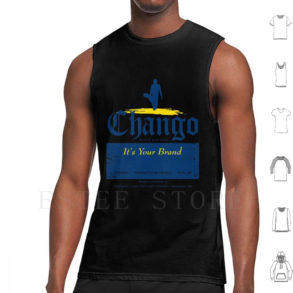 Chango Beer Tank Tops Vest El Mariachi Desperado Dusk Til Dawn Movies 90s Retro Beer Geek Parody Funny Chango Buscemi