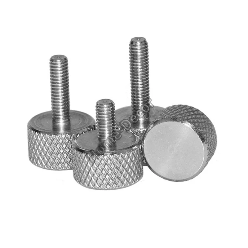 10Pcs M3 M4 Stainless Steel Small Head Mesh Hand Screw Circular Rolling Flower Thread Adjustment Tightening Bolt 6 mm Thickness