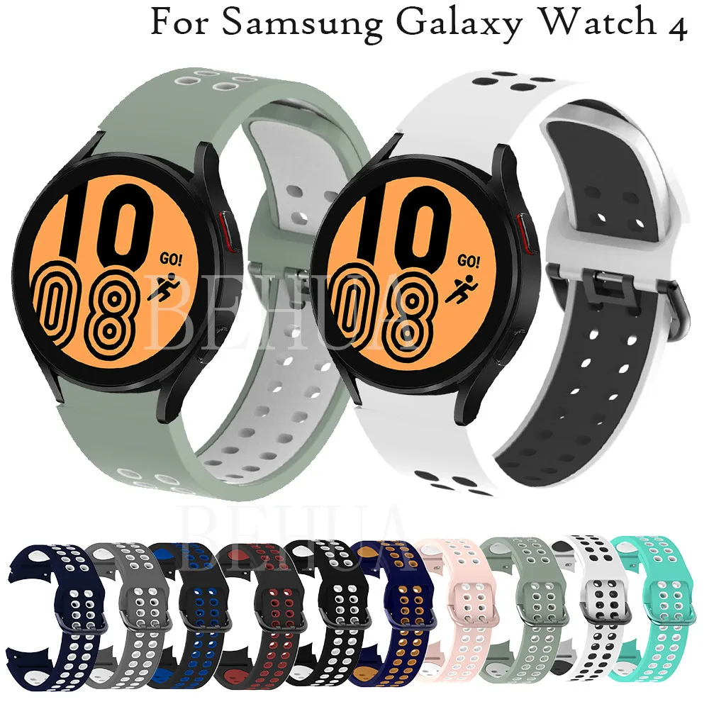 Силиконовый ремешок для Samsung Galaxy Watch 4 44 мм 40 мм/Classic 46 мм 42 мм, оригинальный двухцветный браслет для наручных часов, 20 мм