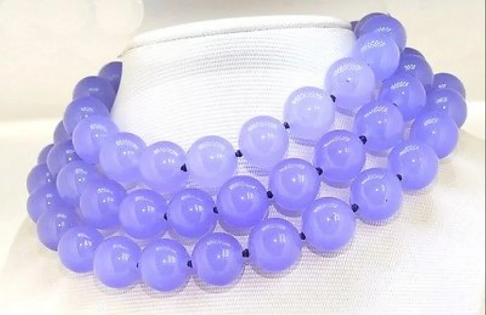 

Long 36" 12mm Lavender Jade Round Gemstone Beads Necklace AAA