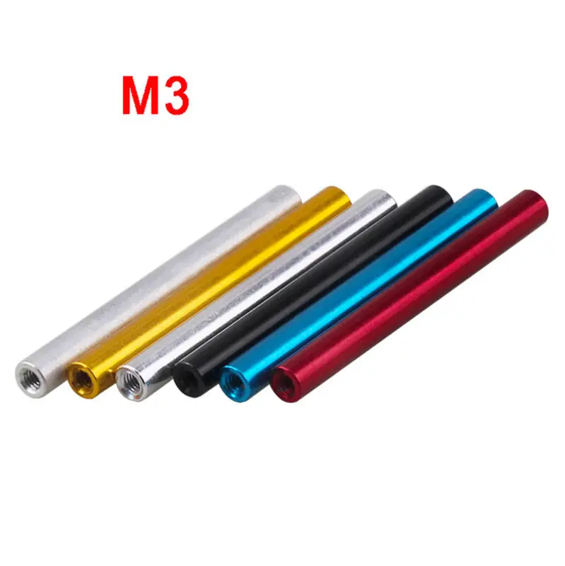 

5Pcs Aluminum Alloy Round Coupling Nuts M3 Threaded Sleeve Rod Bar Stud Round Connector Nut Long Nuts