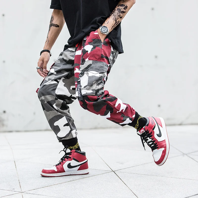 2020 Mens Fashion Splice joggers pants hip hop Streetwear Camo pants Cargo pants Men Camo Pants Mens Trousers US Size M-XXL