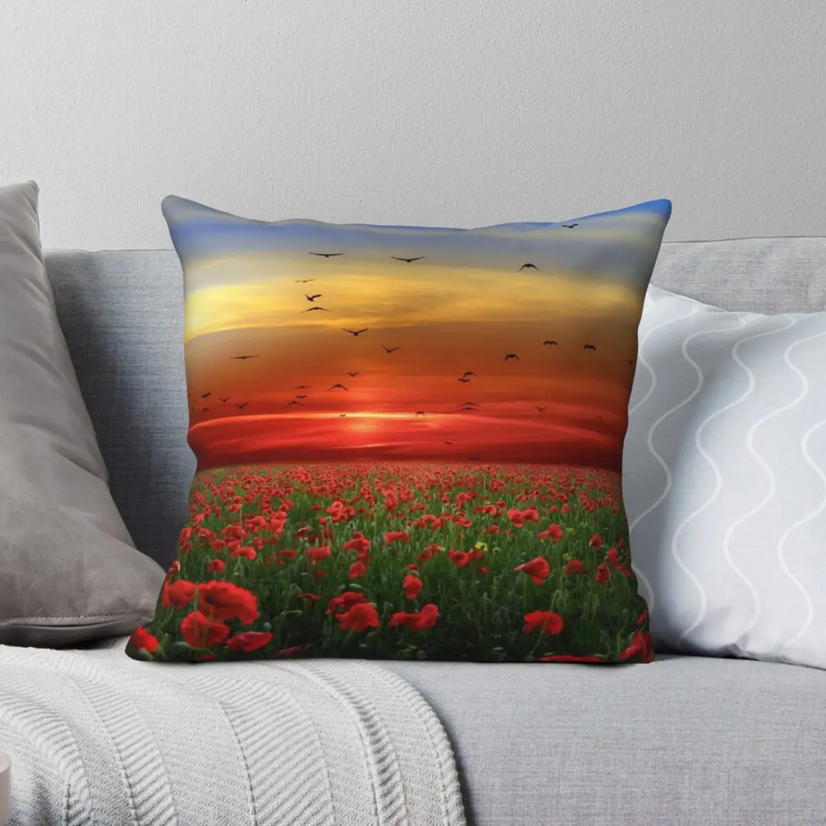 

Beautiful Sunset Photograph Square Pillowcase Polyester Linen Velvet Printed Zip Decor Bed Cushion Case