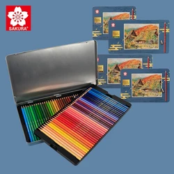 Japan Sakura Oily Iron Box Color Lead Color Pencil 24/36/48/60/72 Color Set Student Professional Design Hand-painted Color Pen