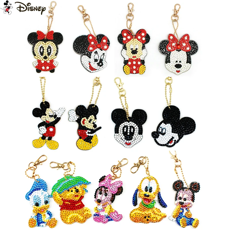 Disney 5D diament malarstwo brelok specjalne Rhinestone kreskówka myszka miki Minnie haft DIY zestawy rzemieślnicze klucz łańcuszek na akcesoria