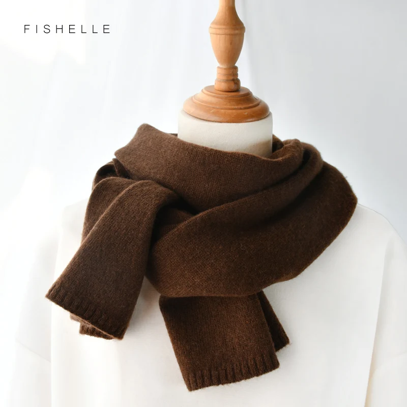 

coffe wool scarf scarves men and women winter knitted scarf adults warm short wool man scarves solid color