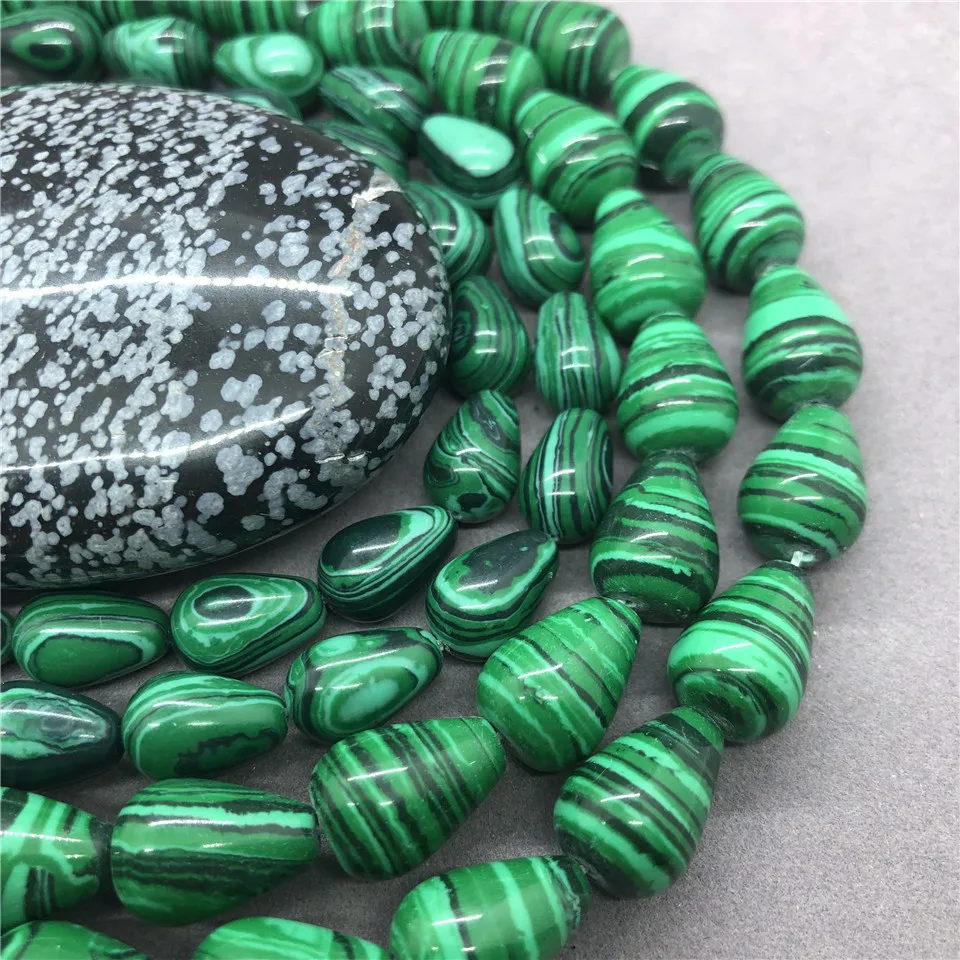 Stripe Malachite Drop Beads Natural Loose Stone Diy for Necklace