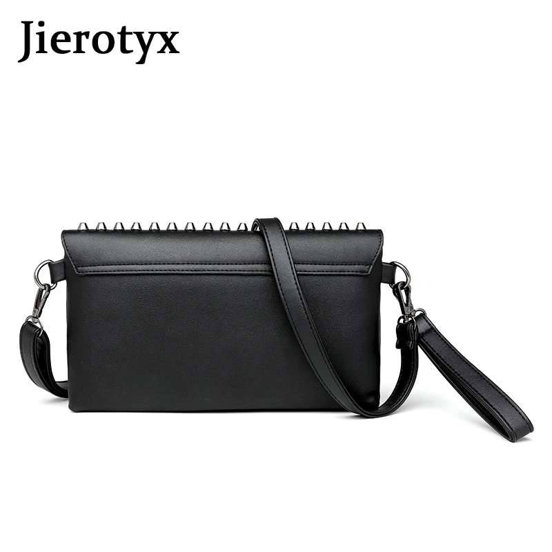 JIEROTYX Frauen Mode Niet Trage Echten Split Schafe Leder Messenger Tasche Reise Crossbody Femininas Schwarz Punk Handtaschen 2020